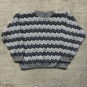 Vintage 90s Towncraft Grey and Navy knitted sweater Size XL